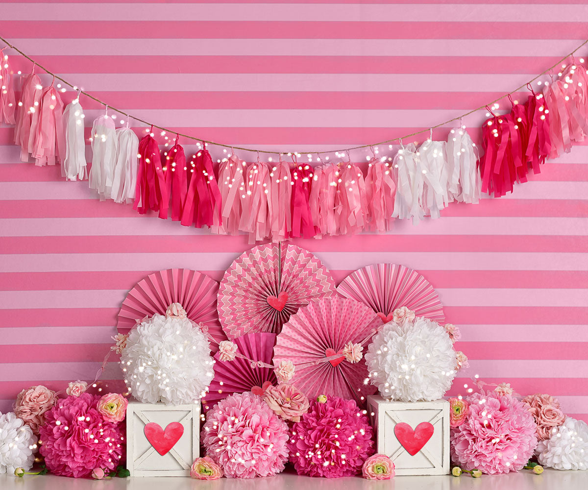Kate Valentine's Day with Hearts and Stripes Backdrop Designed By Mandy Ringe Photography -UK