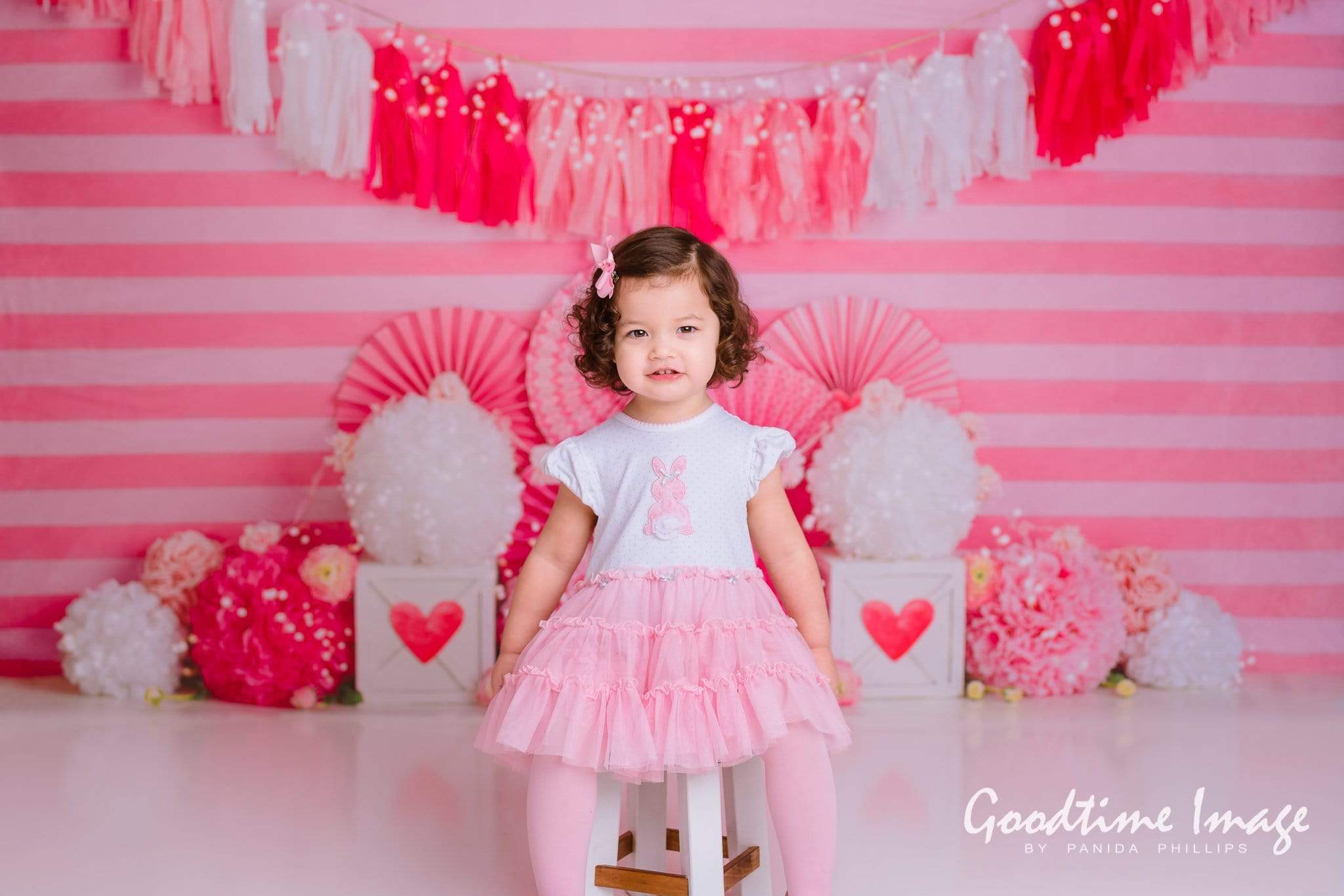 Kate Valentine's Day with Hearts and Stripes Backdrop Designed By Mandy Ringe Photography