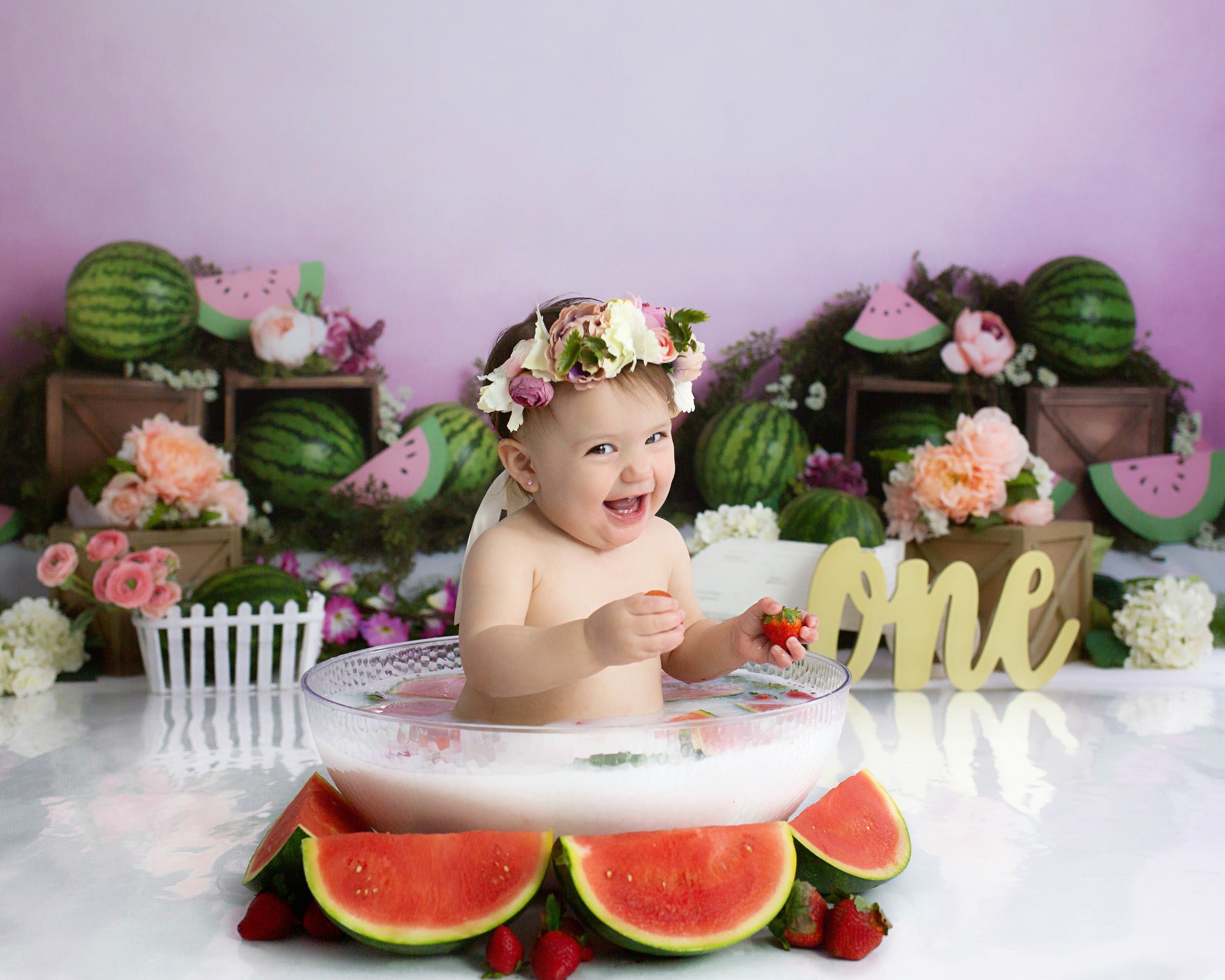 Kate Birthday Watermelon Cake Smash Backdrop Designed by Megan Leigh Photography