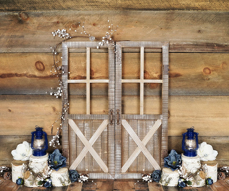 Kate Blue Floral Doors Wood Spring\Easter Backdrop Designed By Arica Kirby