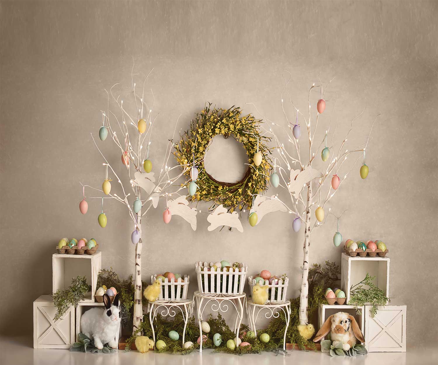 Kate Easter Egg Trees and Bunnies Backdrop Designed By Mandy Ringe Photography
