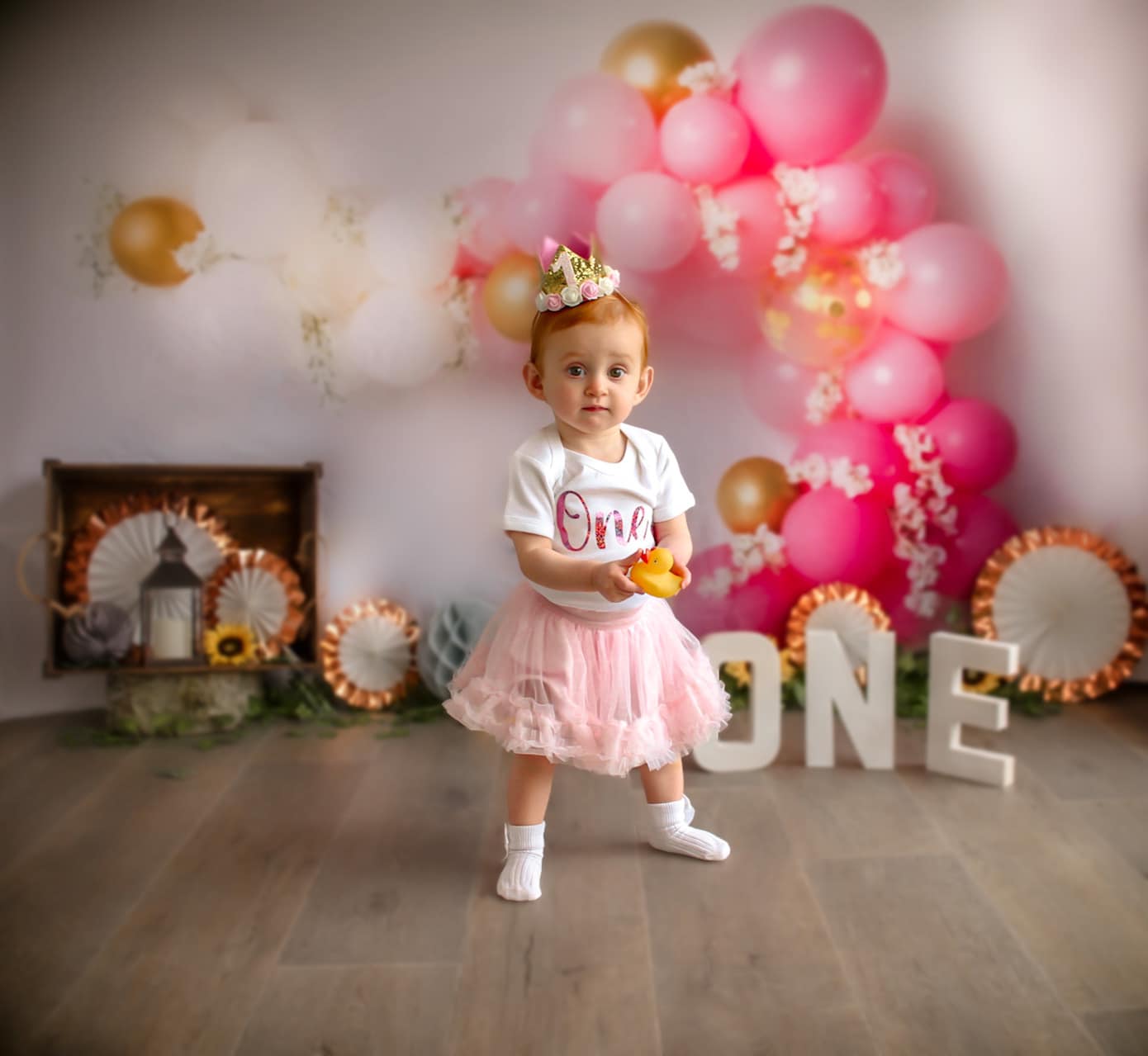 Kate Pink Balloons Garland Birthday Backdrop Designed by Megan Leigh Photography -UK