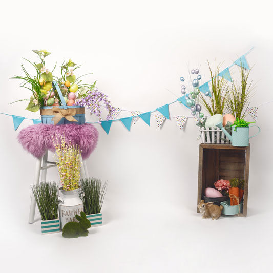 Kate Easter with Floral Decoration and Rabbit  Backdrop Designed By Angela Marie Photography -UK