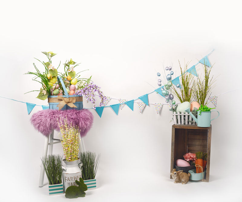 Kate Easter with Floral Decoration and Rabbit  Backdrop Designed By Angela Marie Photography -UK
