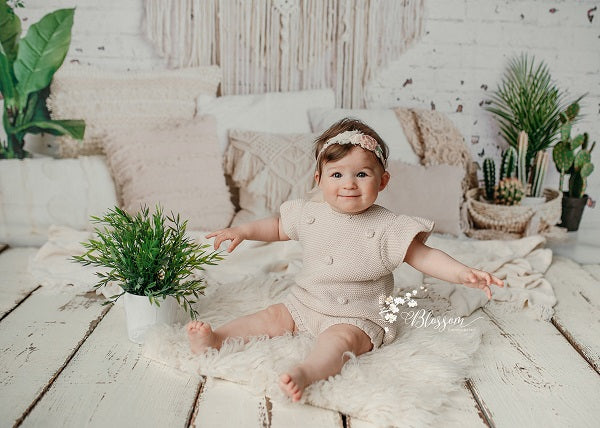 Kate Boho Macrame Pillows with Plants Backdrop Designed By Mandy Ringe Photography