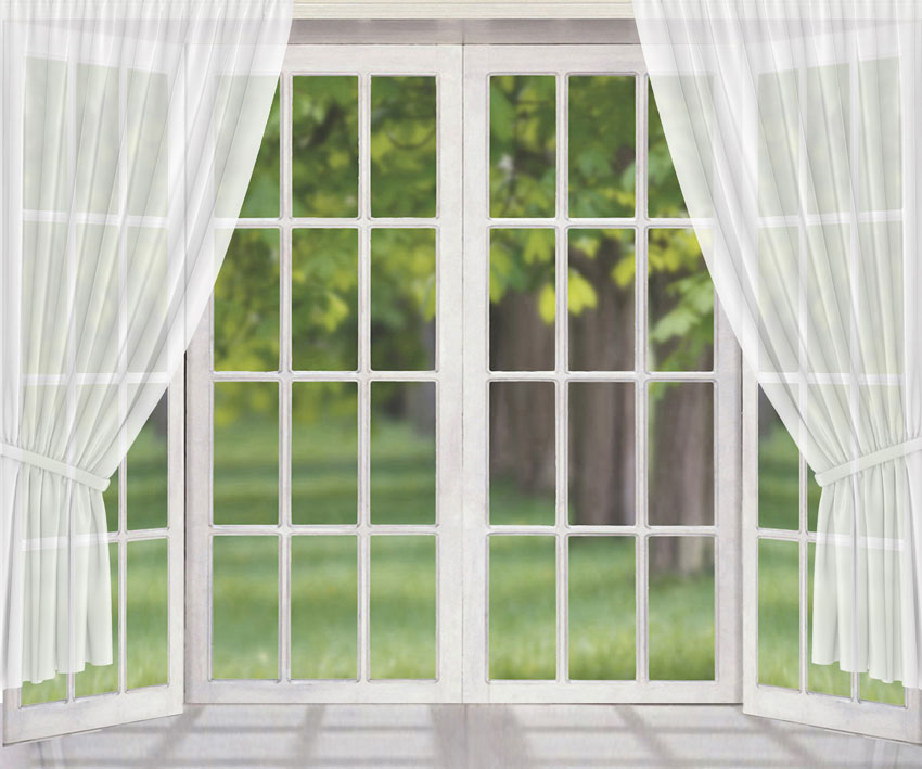 Kate Window View White Curtain Spring Backdrop Designed by JS Photography -UK