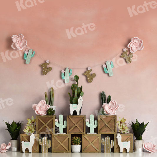 Kate Pastel Llamas with Cactus Pink Summer Backdrop Designed By Mandy Ringe Photography -UK