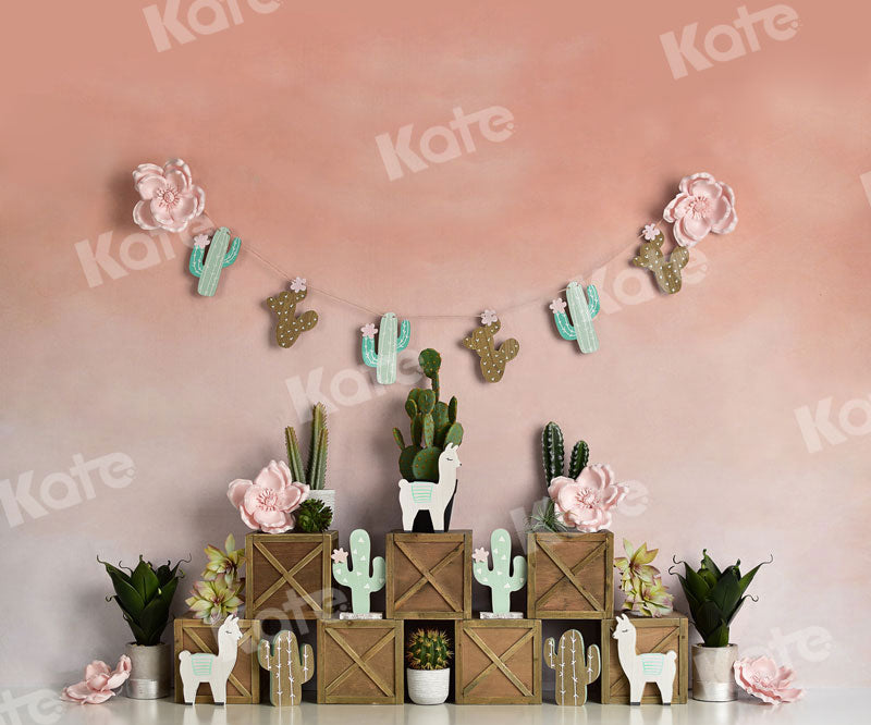 Kate Pastel Llamas with Cactus Pink Summer Backdrop Designed By Mandy Ringe Photography -UK