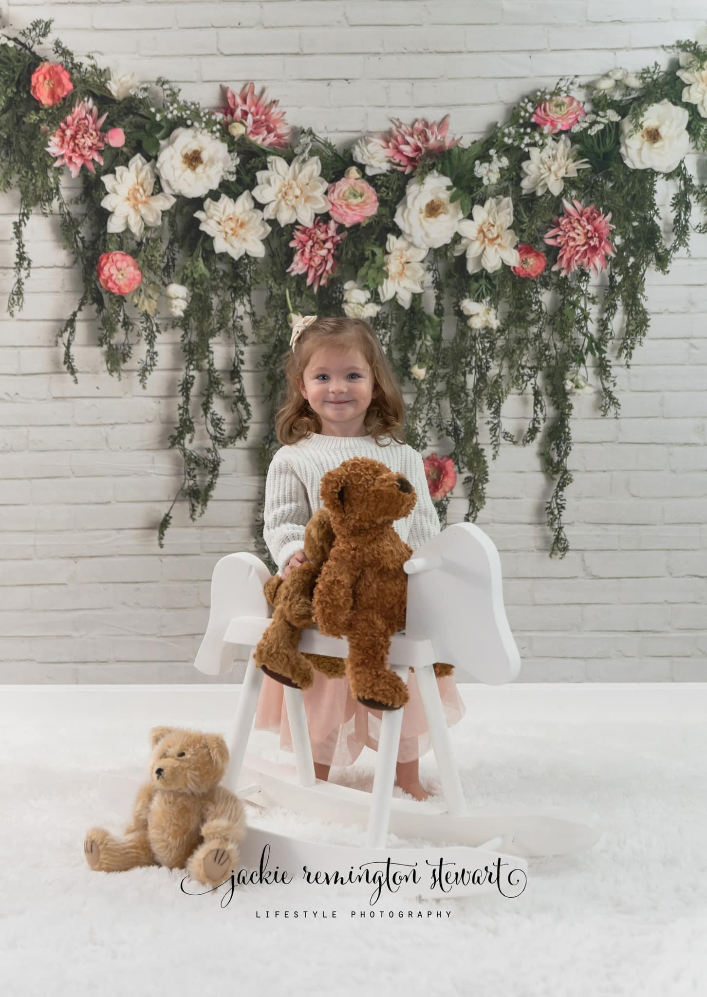 Kate Greenery Garland Pink Flowers Backdrop Designed by Mandy Ringe Photography -UK