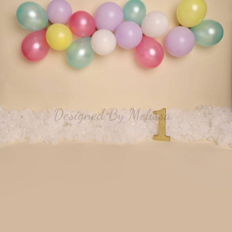 Kate Pastel Balloons Birthday Backdrop Designed by Melissa King