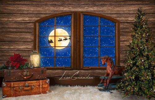 Kate Christmas Tree Santa Window Backdrop for Photography Designed by Lisa Granden