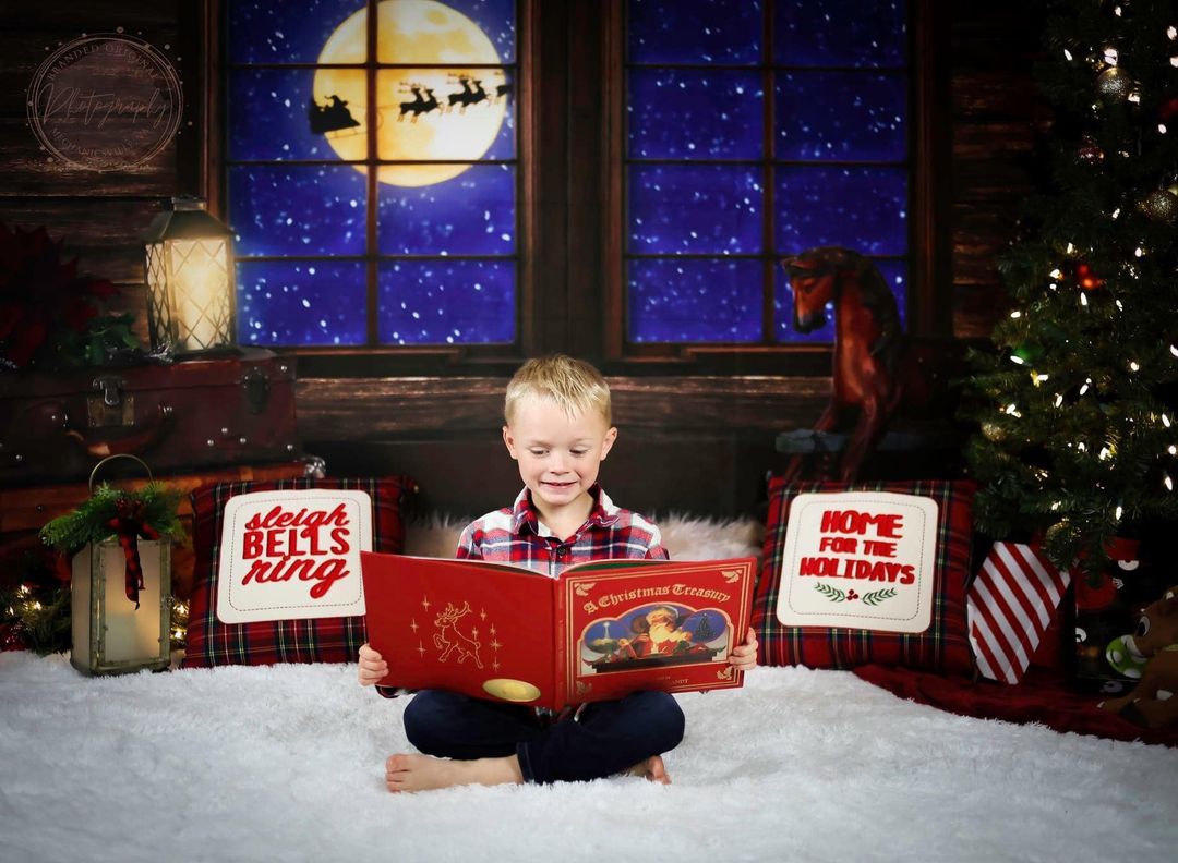 Kate Christmas Tree Santa Window Backdrop for Photography Designed by Lisa Granden -UK