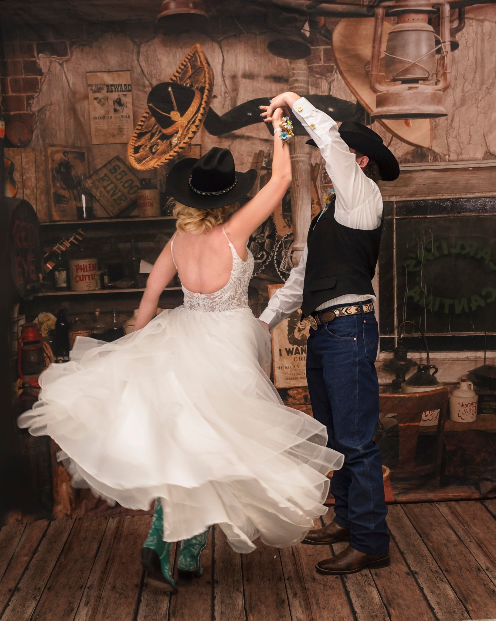 Kate Retro western Cowboy Backdrop Designed By JS Photography -UK