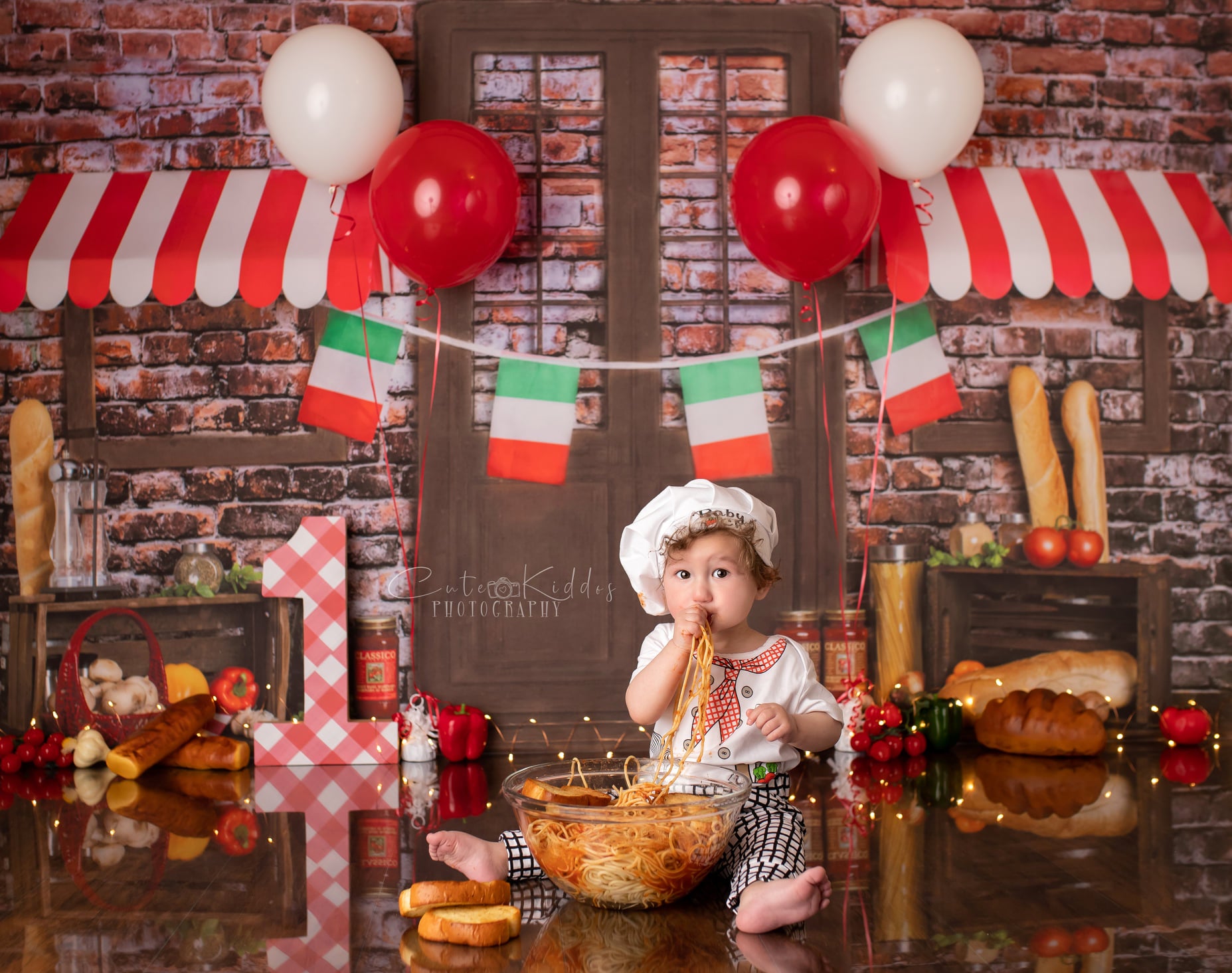 Kate Spaghetti Smash Brick Kitchen Bread Backdrop Designed By Rose Abbas -UK