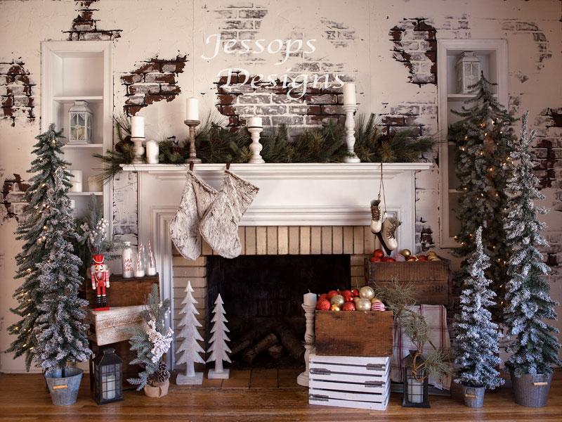 Kate Christmas Cozy Fireplace Backdrop Designed by Keerstan Jessop