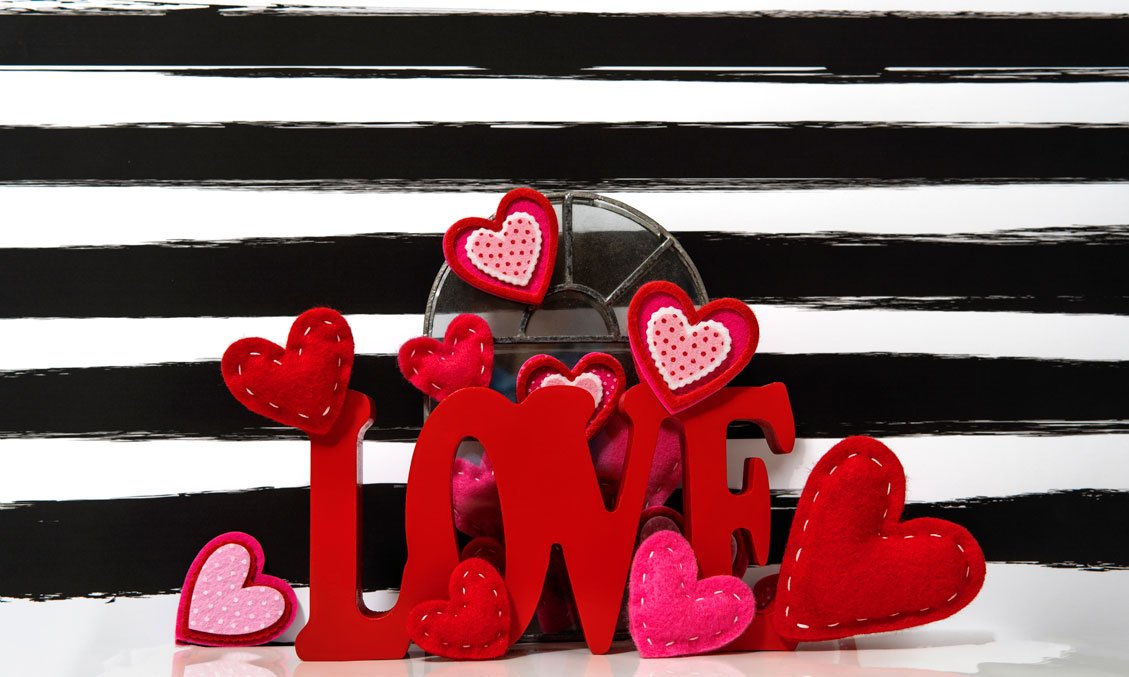 Kate Valentine's Day Love Felt Stitches Stripes Backdrop Designed by Mini MakeBelieve