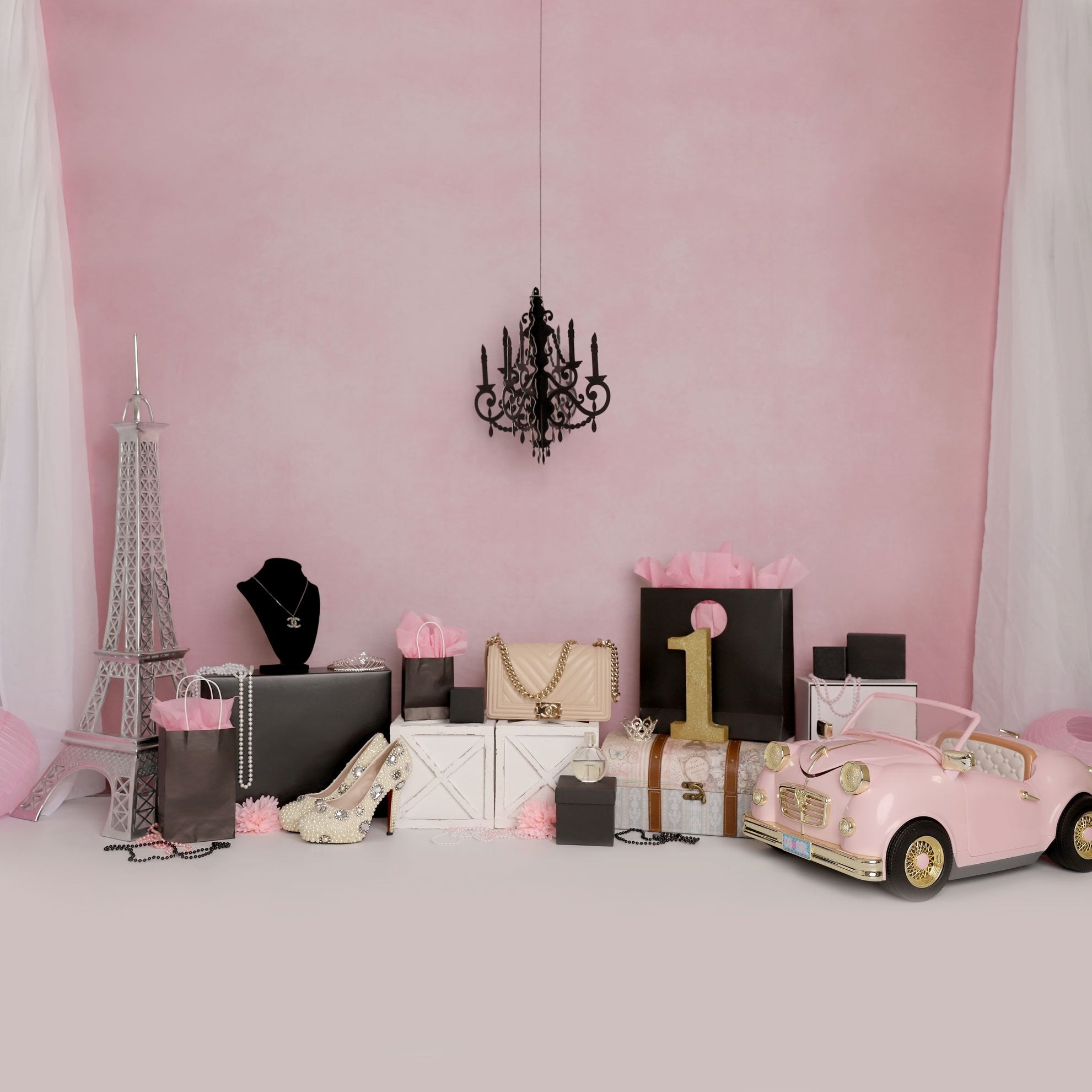 Kate Shopping Party Car Pink Backdrop Designed by Melissa King