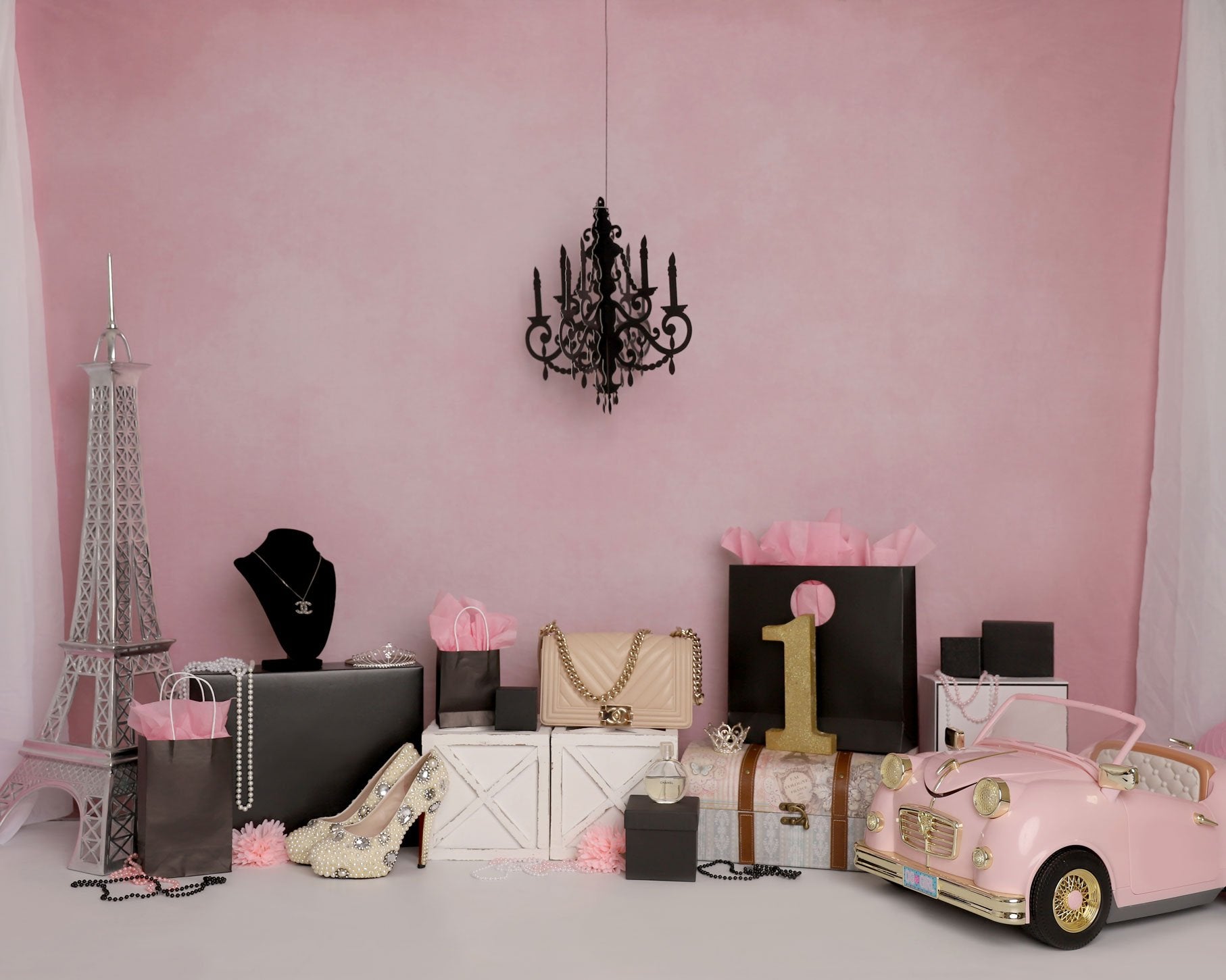 Kate Shopping Party Car Pink Backdrop Designed by Melissa King