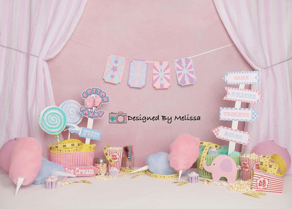 Kate Pink Birthday Carnival Backdrop Designed by Melissa King