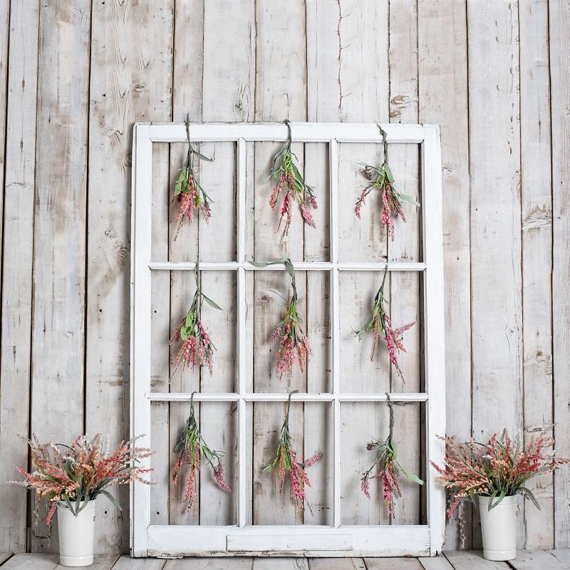 Kate Spring Floral White Window Wood Backdrop Designed by Rose Abbas -UK