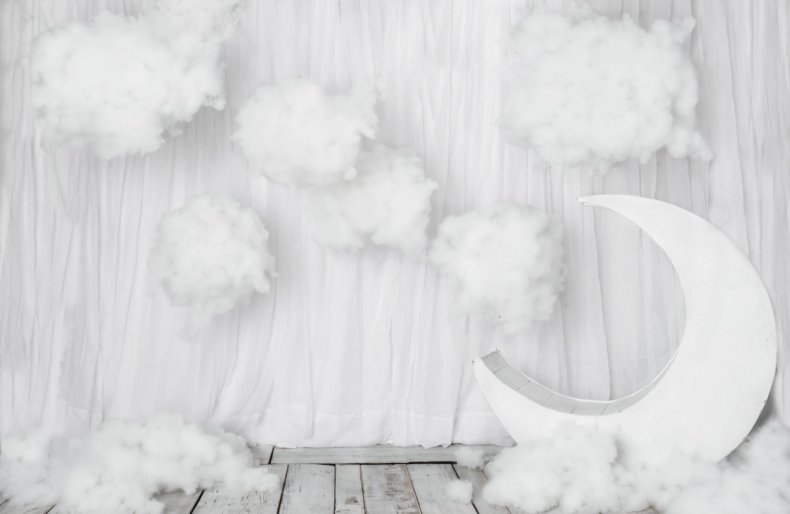Kate Cake Smash White Moon and Clouds Backdrop Designed By Rose Abbas -UK