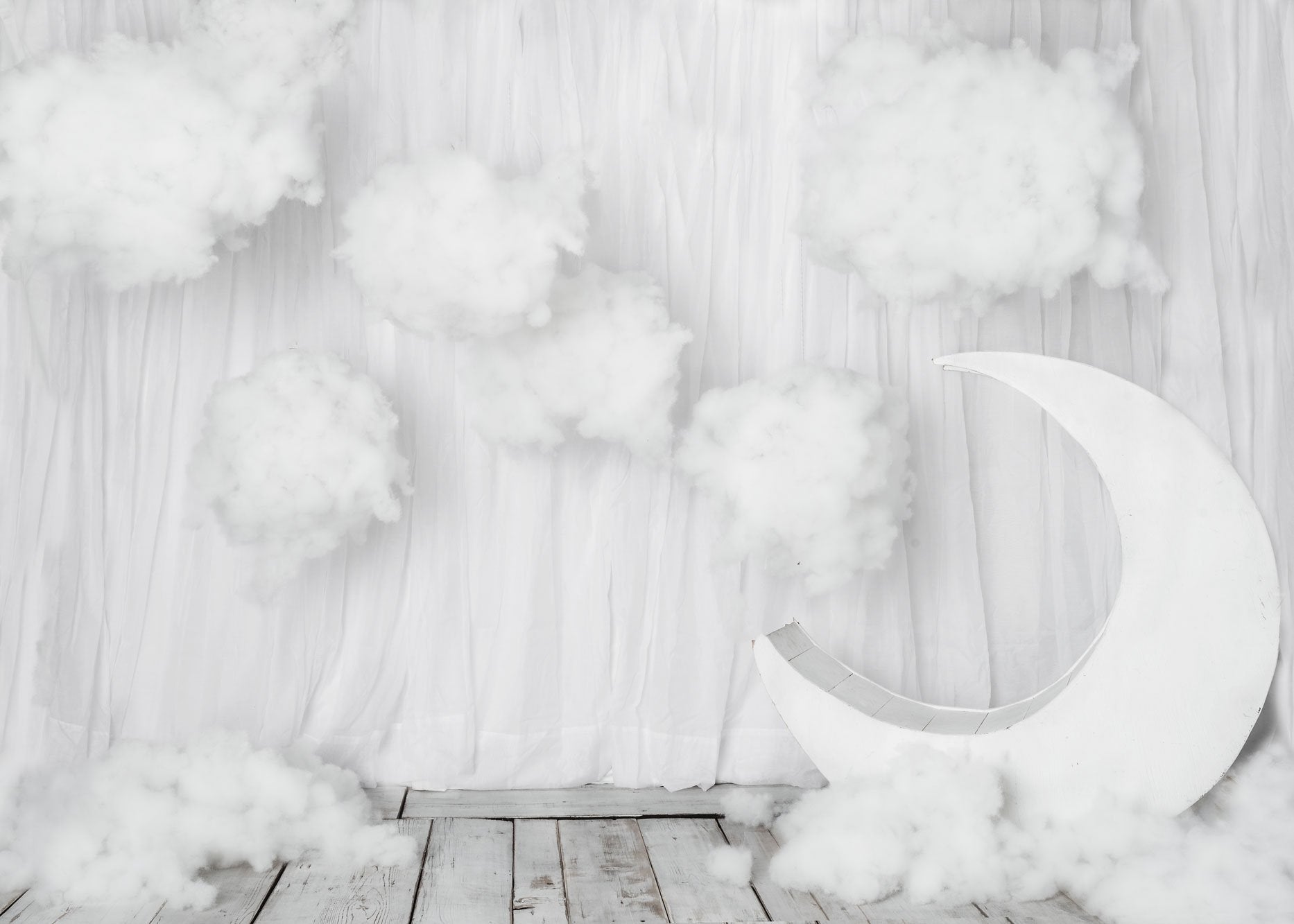 Kate Cake Smash White Moon and Clouds Backdrop Designed By Rose Abbas -UK