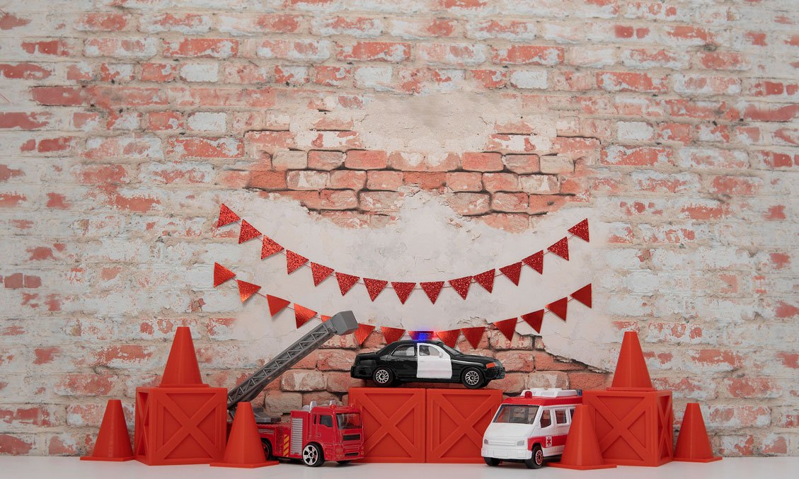 Kate Birthday Rescue Cars Boy Backdrop Designed by Mini MakeBelieve