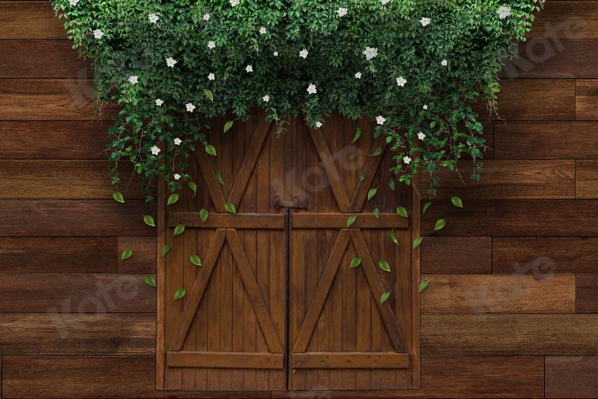 Kate Mother's Day Farm Brown Door Green Vines Backdrop Designed by JS Photography -UK