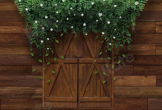 Kate Mother's Day Farm Brown Door Green Vines Backdrop Designed by JS Photography -UK