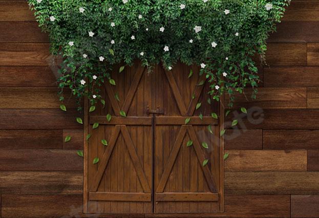 Kate Mother's Day Farm Brown Door Green Vines Backdrop Designed by JS Photography