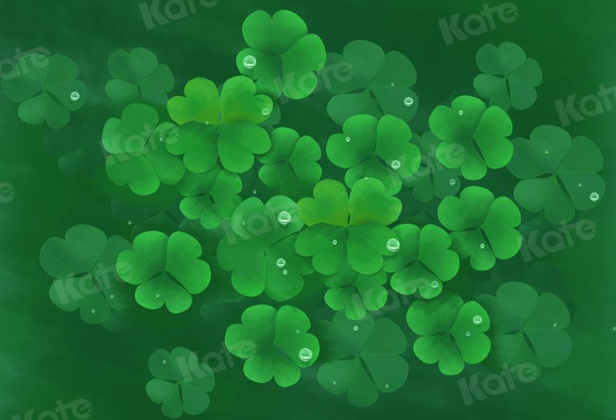 Kate St. Patrick's Day Green Clovers Lucky Backdrop for Photography