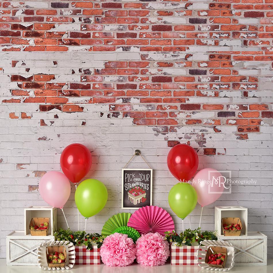 Kate Summer Strawberry Birthday Backdrop Designed by Mandy Ringe Photography