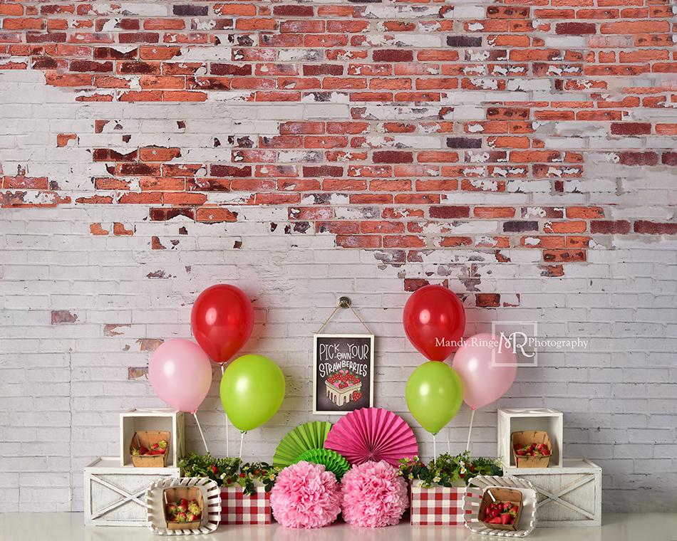 Kate Summer Strawberry Birthday Backdrop Designed by Mandy Ringe Photography