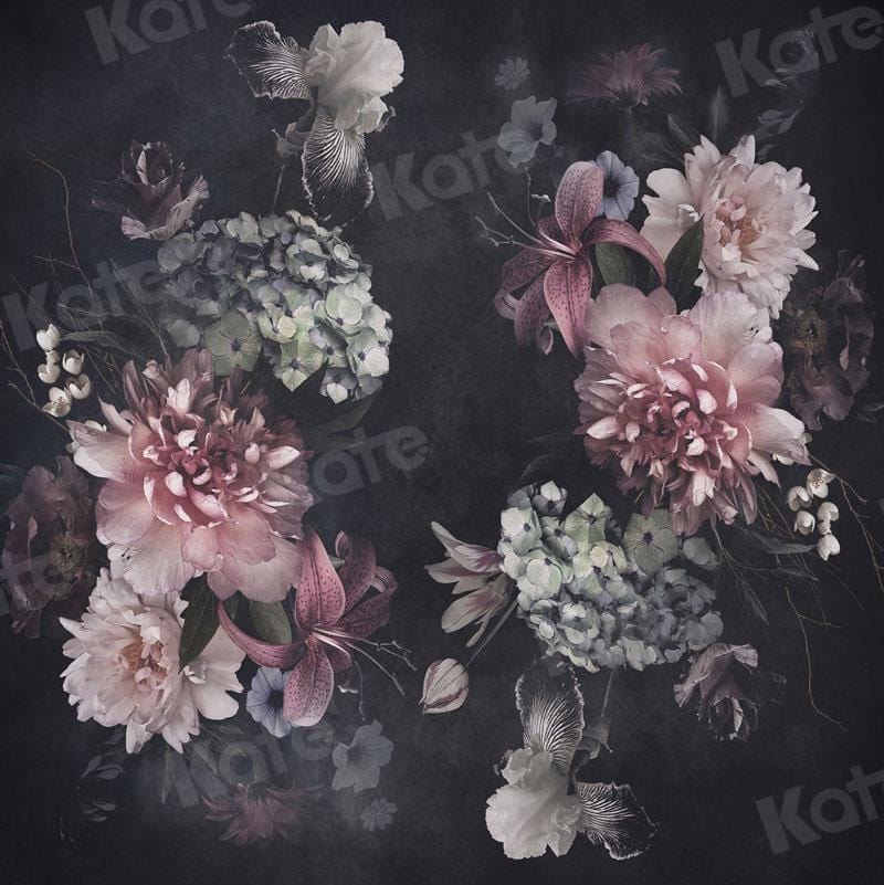 Kate Fine Art Dark Flower Blossoms Backdrop for Photography