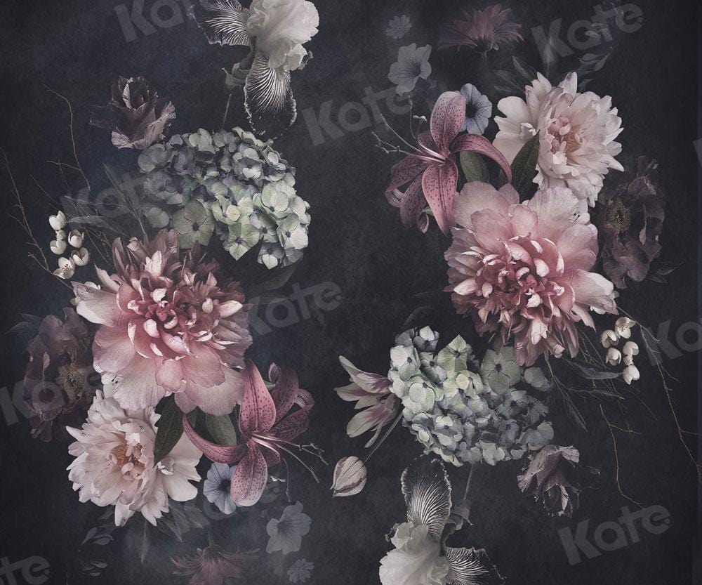 Kate Fine Art Dark Flower Blossoms Backdrop for Photography