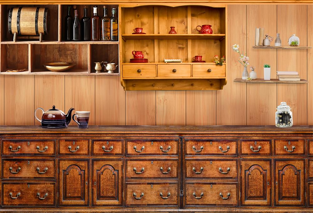 Kate Retro Wood Kitchen Backdrop for Photography -UK