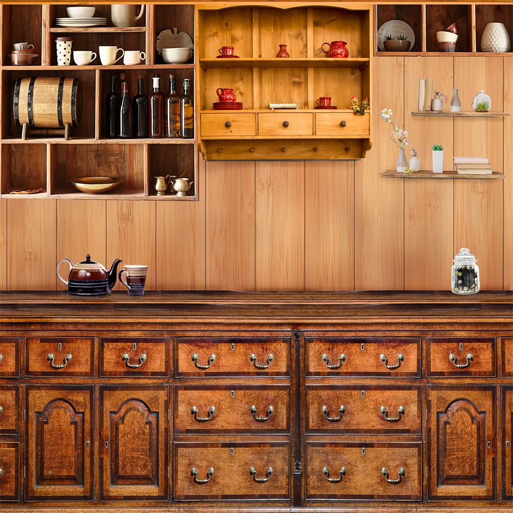 Kate Retro Wood Kitchen Backdrop for Photography -UK