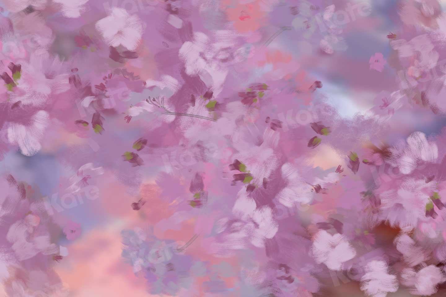 Kate Fine Art Painting Pink Floral Backdrop for Photography