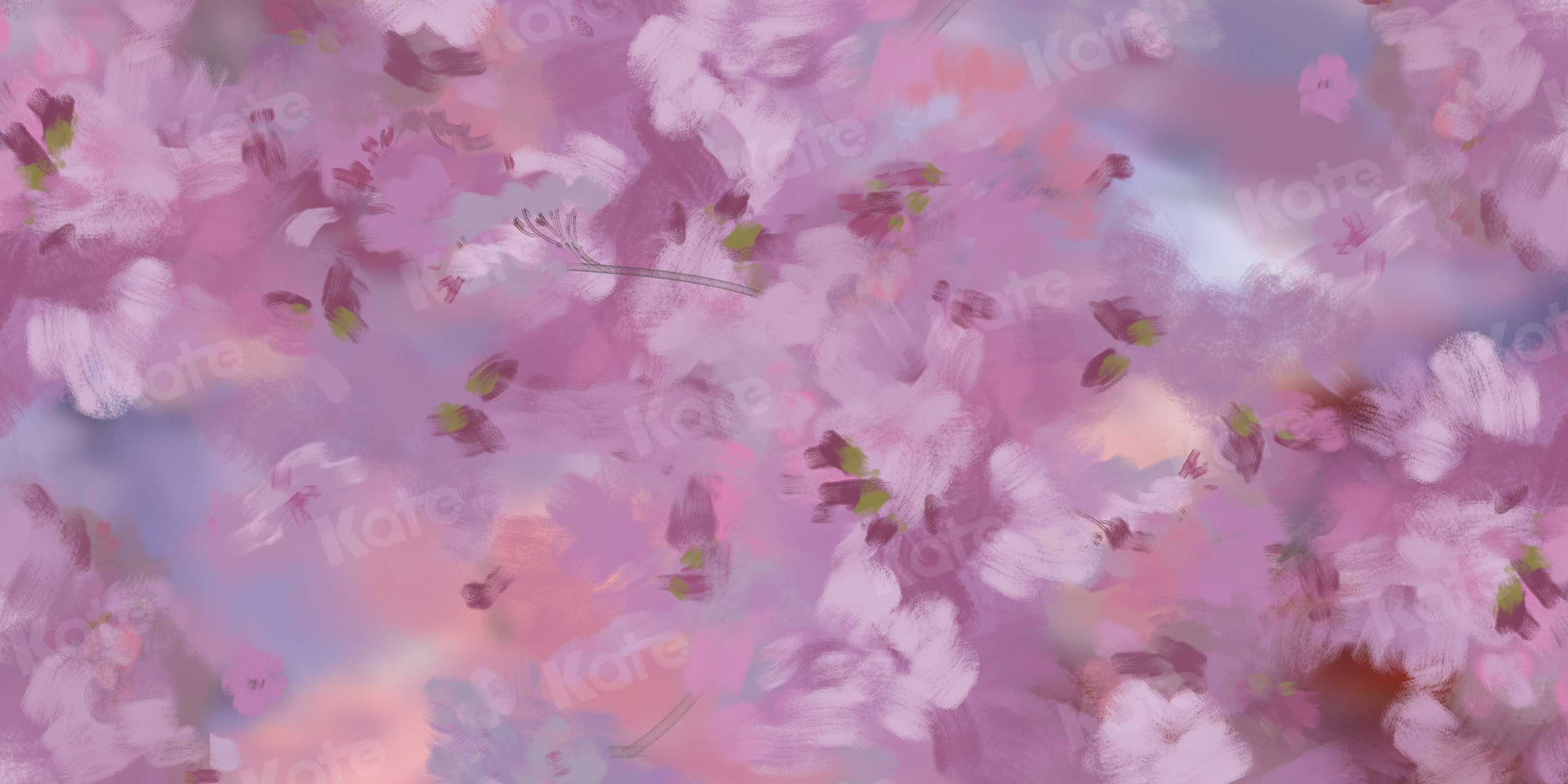 Kate Fine Art Painting Pink Floral Backdrop for Photography