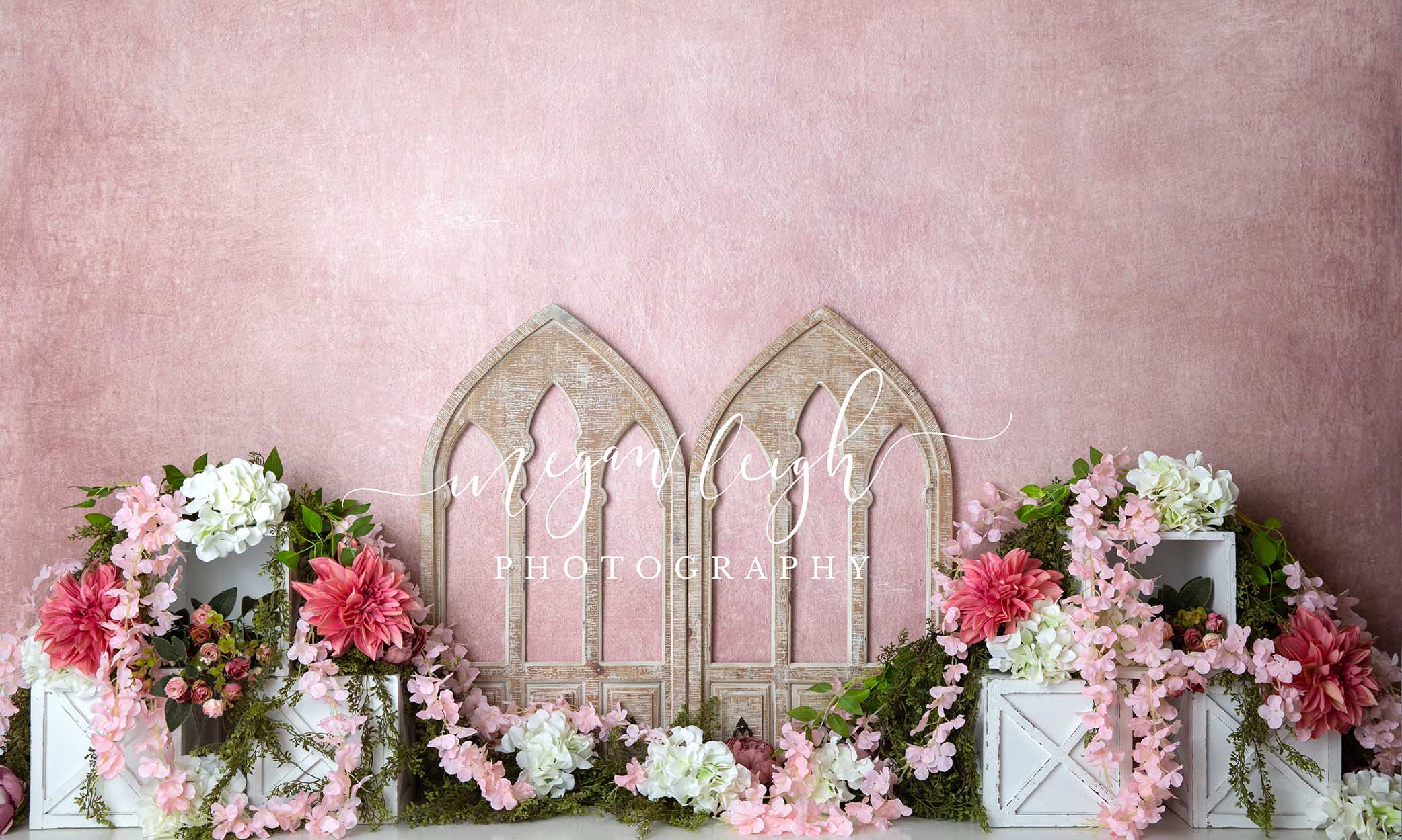 Kate Spring Barn Door Cake Smash Pink Backdrop Designed by Megan Leigh Photography