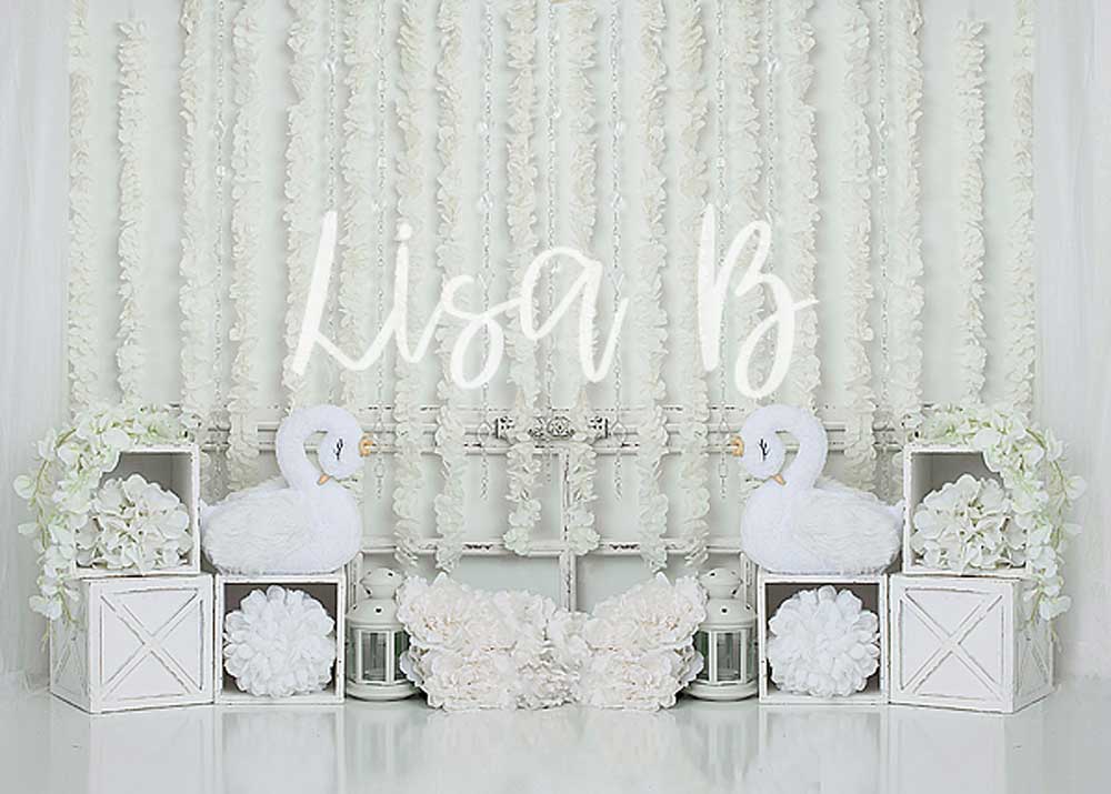 Kate White Swan Wedding Backdrop for Photography Designed by Lisa B -UK