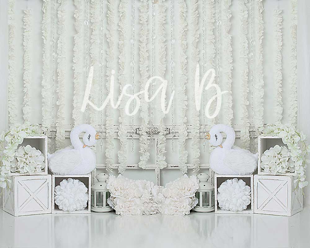 Kate White Swan Wedding Backdrop for Photography Designed by Lisa B -UK