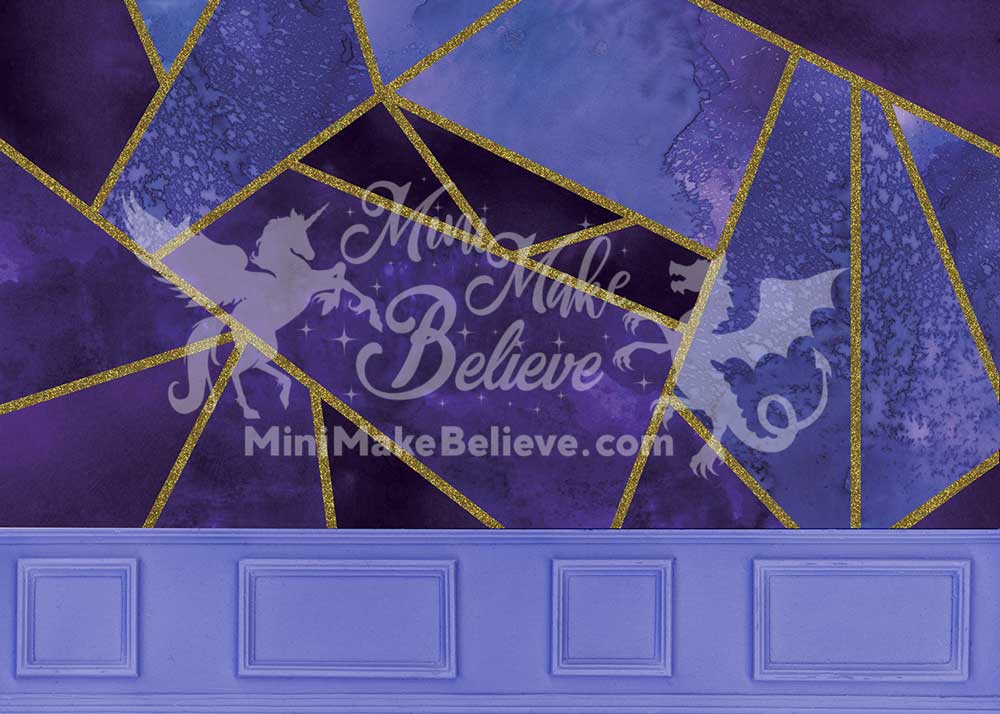 Kate Purple Geometric Tapestry with Wainscot Vintage Wall Backdrop for Photography Designed by Mini MakeBelieve