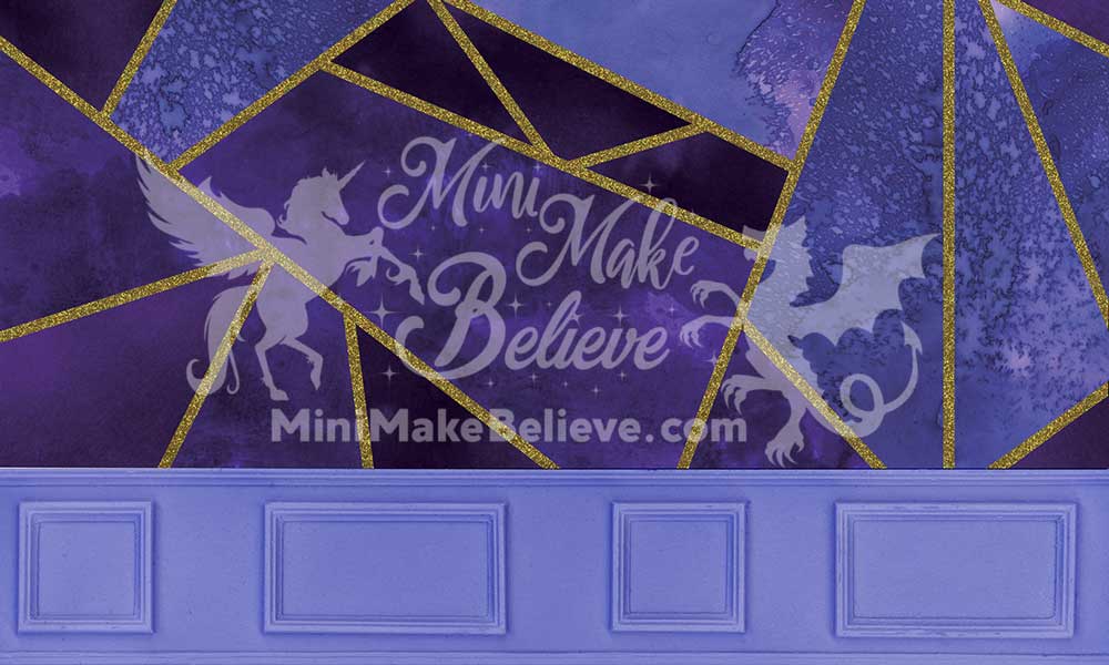 Kate Purple Geometric Tapestry with Wainscot Vintage Wall Backdrop for Photography Designed by Mini MakeBelieve