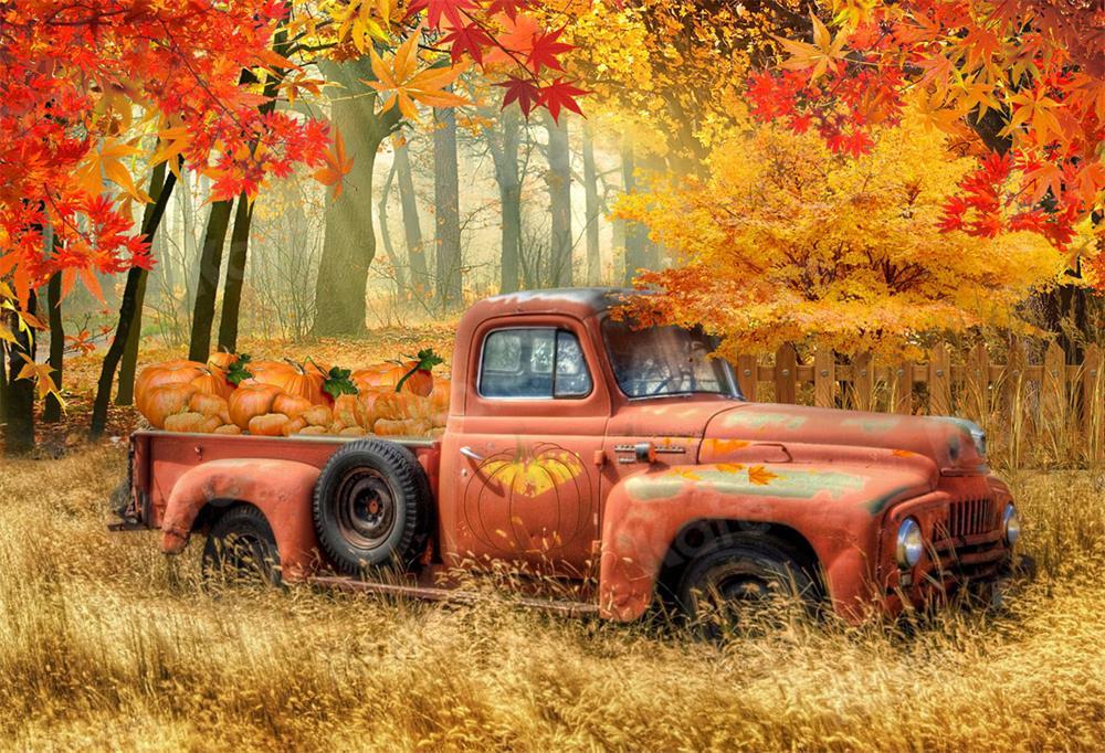 Kate Autumn Pumpkin Truck Harvest Thanksgiving Backdrop for Photography -UK