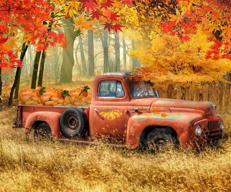 Kate Autumn Pumpkin Truck Harvest Thanksgiving Backdrop for Photography