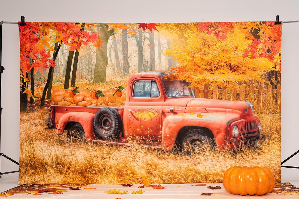 Kate Autumn Pumpkin Truck Harvest Thanksgiving Backdrop for Photography -UK