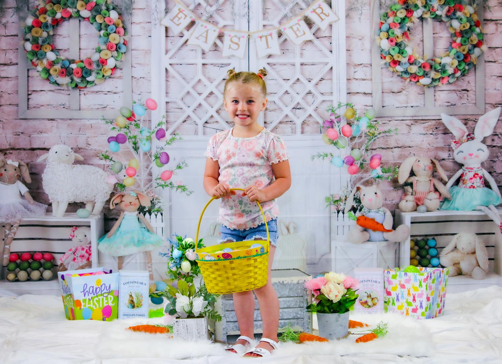 Kate Barn Door Colorful Egg Easter Backdrop for Photography