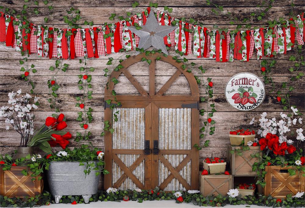 Kate Strawberry Baby Shower Flower Children Backdrop for Photography