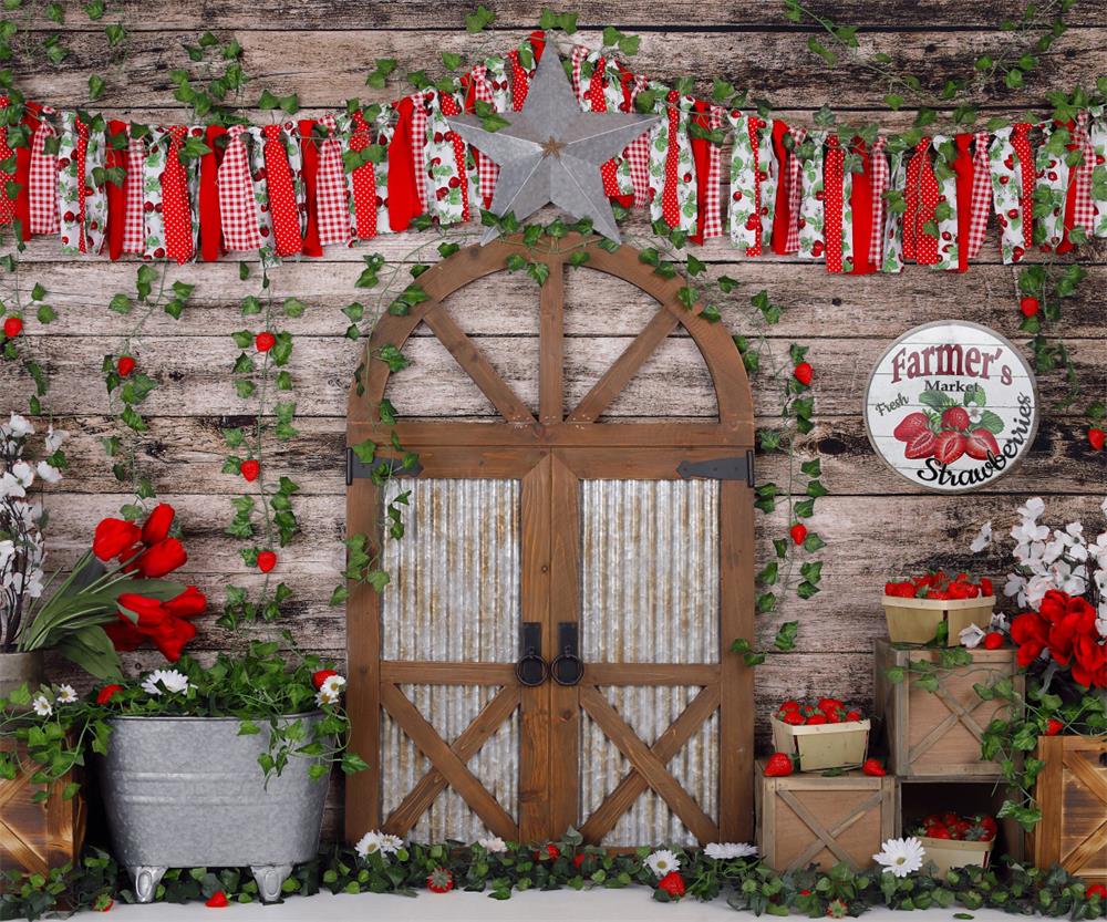 Kate Strawberry Baby Shower Flower Children Backdrop for Photography